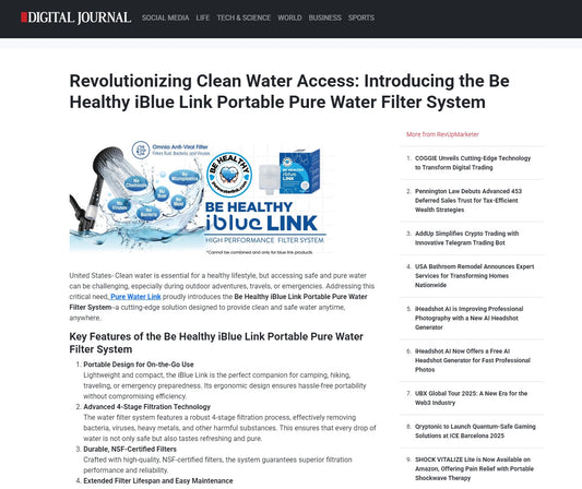 Revolutionizing Clean Water Access: Introducing the Be Healthy iBlue Link Portable Pure Water Filter System